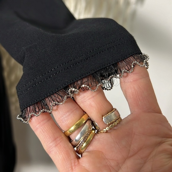 Anne Fontaine Black Ness Faux Wrap Dress with Silver Trim Accent Size 44/US12 - Picture 3 of 12